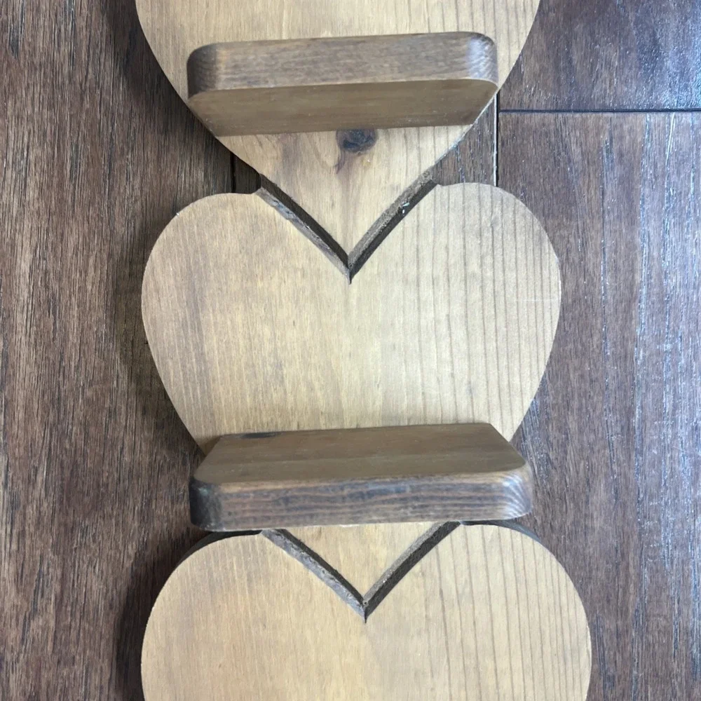 Vintage Wood Heart Shelf 3 Shelves 21